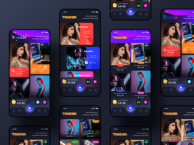 Trad3r app cards exploration app application design interface cards cardstock celebrities design game home icon icons illustration neel prakhar sharma sketch figma social trading sports stock market ui vector