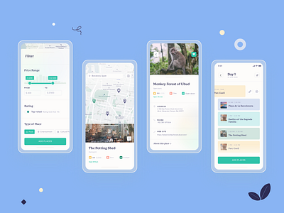 🌴 TripCo app art bright design illustration list map minimal planner travel travel app trip ui ux