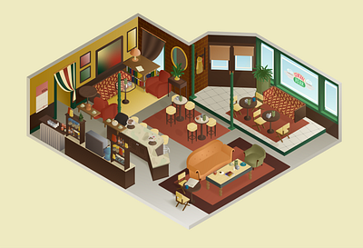 Central Perk / Friends cafe coffee friends illustration isometry