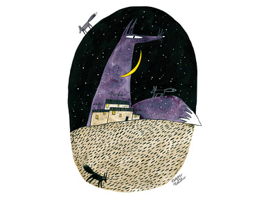 Night fox animal fox illustration illustrator watercolor watercolour watercolour illustration