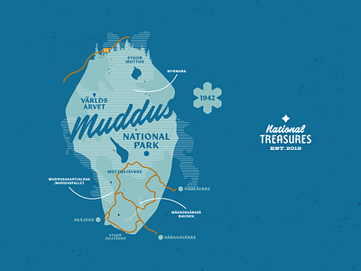 National Treasures - Muddus Nationalpark Map Mode copy illustration national park national treasures sweden