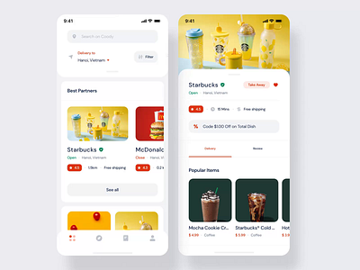 Coody Food iOS UI Kit I after effects animation delivery app design food app mobile motion motion design ui ui8 ux