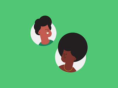 Cubics characters afro animation chain characters circle cool curls eyes fun hair happy hipsters illustration minimal smile smiling