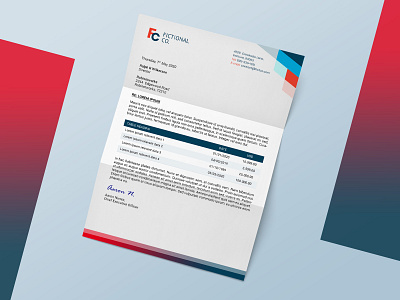 Letterhead design for Fictional Co. branding design graphicdesign layoutdesign minimal print design typography