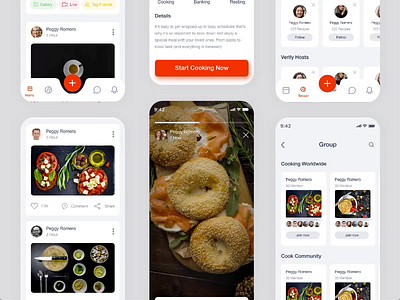 Food Social App animation branding card design coming soon concept cooking creative illustration landing madbrains motion profile card profile page ux