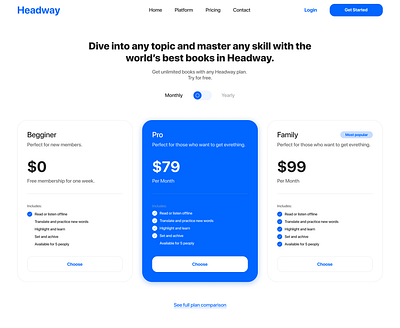 Headway Pricing Page design minimal typography ui ux web website