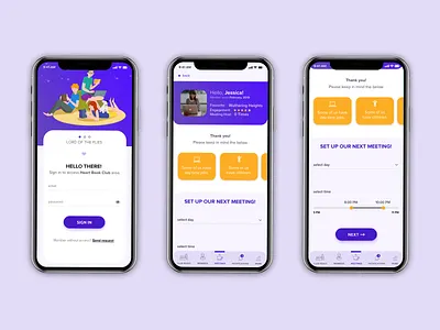 Book Club App book event app interface design meeting app mobile app mobile app design mobile design mobile ui