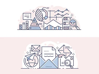 Data analysis and email marketing banners chart composition data analysis design diagram email illustration line marketing style vector