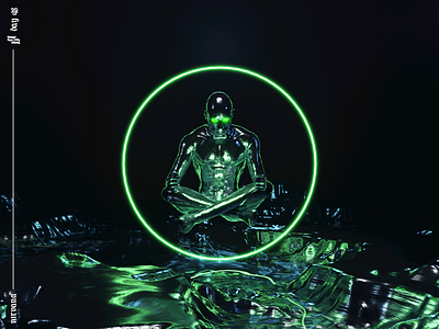 Nirvana. 3d 3d art 3d artist abstract abstract design album art blender cover art cycles design glass green halo male meditate music nirvana render terrain