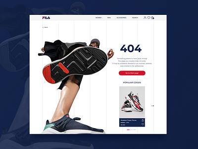 FILA. Page 404 404 blue design figma figma design figmadesign fila footwear girl illustrator photoshop red redesign snickers sport ui design uidesign uiux webdesign website