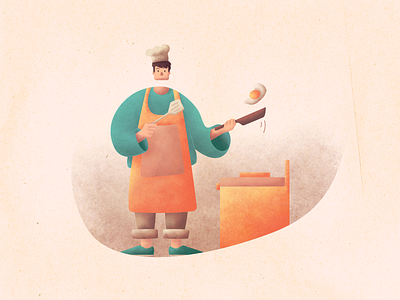 Breakfast 2d affinity designer breakfast character illustration chef cook flat illustration illustration texture