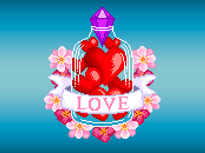 Pixel Art bottle colors design flowers gradient graphicdesign heart illustration illustration art love pixel art pixelart pixelartist pixels