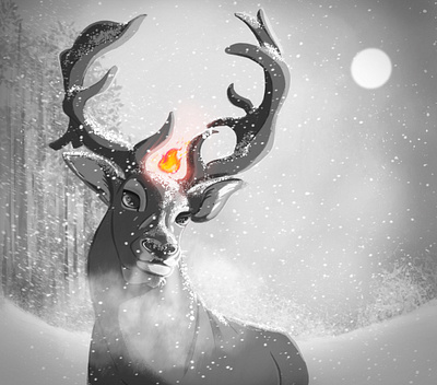 Deer king deer forest illustration king winter