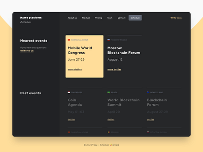 Schedule 071 app blockchain coin daily ui dark ui day event layout list product remake schedule table ui web