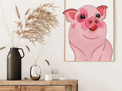 illustration Pig certificate design designer graphic illustration logo minipig paint photoshop pig pink png poster vector web website white