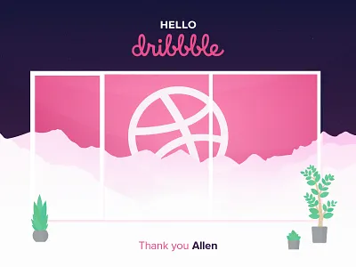Hello dribbble! alps art dribbble hello hello dribble illustration night shot switzerland window