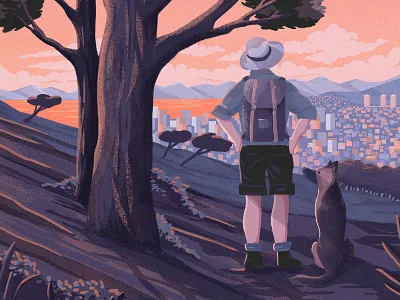 Wish I Was There animals capetown character city digital painting digitalart dog drawing forest graphic hikinh illustration lionshead mountains outdoors retro texture vintage