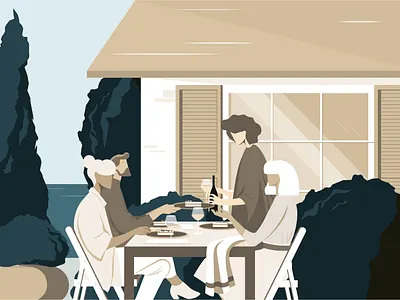 ”Time to share”, Breathe magazine cooking digital dinner editorial editorial illustration family friends friendship holiday illustration ocean party summer travel vacation weekend