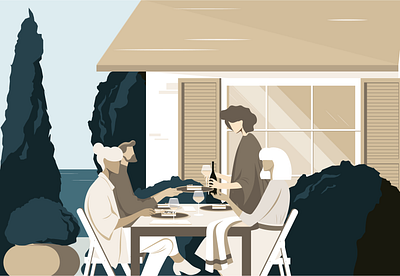 ”Time to share”, Breathe magazine cooking digital dinner editorial editorial illustration family friends friendship holiday illustration ocean party summer travel vacation weekend