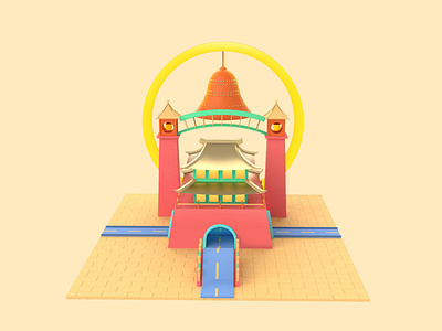 palace 3d 3d art c4d c4dart ui 向量 插图