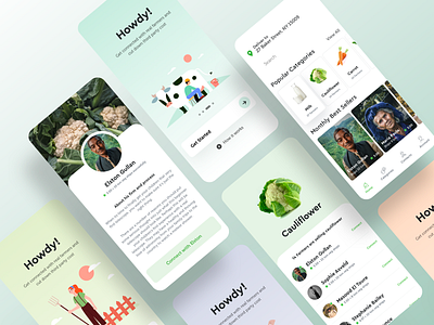 Connect with Farmer Mobile App UI agricultural agriculture app application clean creative design designer farmer firm food hire illustraion interface minimal mobile ui ux vegetable vegetables