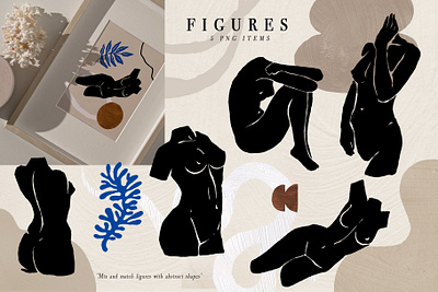 Ode to a woman Postcard Set abstract face abstract shapes aesthetic collage creator decor fashion female girl handmade illustrations line art modern postcard set printable stylish textures trendy woman body woman figures