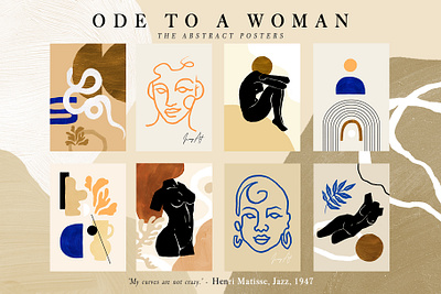 Ode to a woman Postcard Set abstract face abstract shapes aesthetic collage creator decor fashion female girl handmade illustrations line art modern postcard set printable stylish textures trendy woman body woman figures