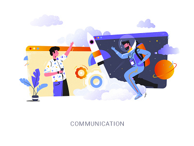 Communication art character communication concept cosmos creative design flat illustration inspiration people vector work