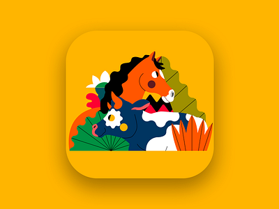 VETSMART APP (bovinos e equinos) animal kingdom app brazil cow flat illustration horse icon illustration ilustración jhonny núñez vector veterinary