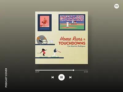 Podcast cover for "Homeruns & Touchdowns" artwork cover design illustration podcast spotify spotify cover vector