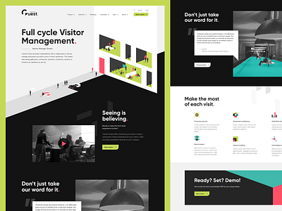 Visitor management page - Traction Guest branding illustration isometric management office registration technology ui visitor web design website