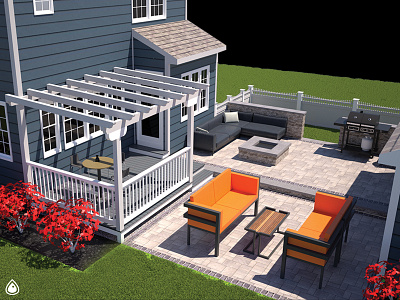 Patio Design 3d design landscape design rendered sketchup