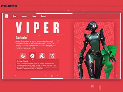 Valorant Viper Agent Page Design esports landing page riotgames ui ui ux ui design ux ux design valorant web design website website design