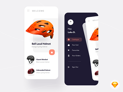 DAY 02 - Helmet Shopping App app dailyui download e commerce e commerce app free ios shopping shopping app sketch