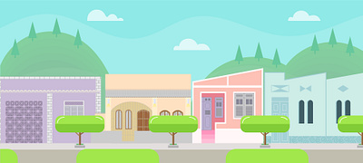 Little City Houses Vector Illustration art artist artwork city city illustration design flat flat design flat illustration flatdesign illustration illustrator pink vector vectorart