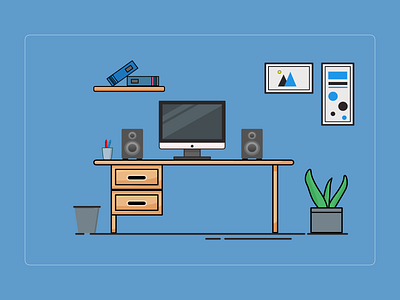 A flat illustration of a workplace flat flat illustration flatdesign workspace