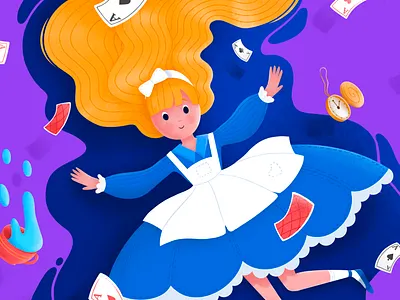 "Alice in Wonderland" illustration alice aliceinwonderland art branding card clock design flat girl icon illustration illustrator logo minimal ui wonderland