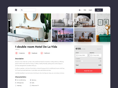 Daily UI Challenge #067 - Hotel Booking book booking daily ui daily ui 67 daily ui challenge desktop details hotel room search travel ui ui design