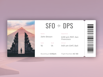 Daily UI 024 | Boarding Pass bali boarding pass dailyui dailyui024 san francisco travel uidesign