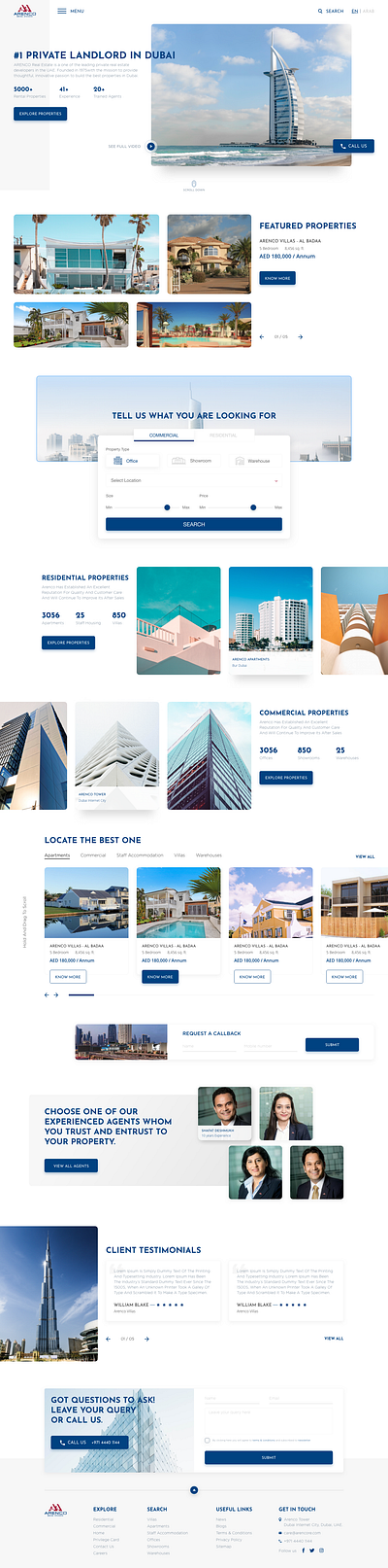 Arenco Homepage animation branding design landlord property search realestate ui vector web website