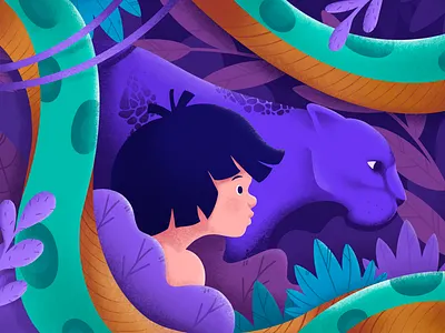 "The Jungle Book" illustration art bagira design illustration jungle jungle book jungle minds panther plant snake ui vector