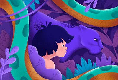 "The Jungle Book" illustration art bagira design illustration jungle jungle book jungle minds panther plant snake ui vector