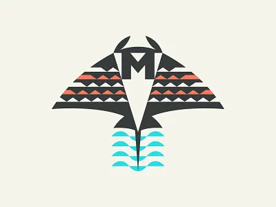 Manta Ray for "M" animal geometic geometric geometry illustration letter m manta ray mark modern ocean sea symbol tale waves