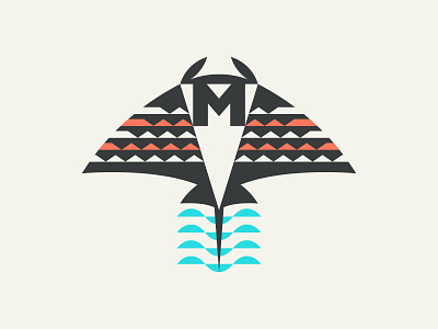 Manta Ray for "M" animal geometic geometric geometry illustration letter m manta ray mark modern ocean sea symbol tale waves