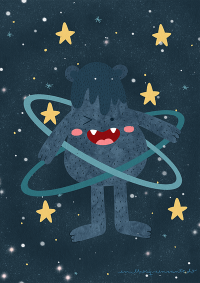 Blue flurry bear monster blue cute fear flurry funny galaxy kids monster monsters procreate simpathy sky stars