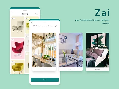 Free, Personal Interior Designer (App) ai app artificial intelligence furniture interior design interior designer mobile shopping ui design ux design zai