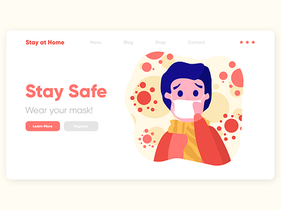 Quarantine Routine Series - Landing Page - Stay Safe! adobe xd coronavirus cuarentena cubrebocas digital art facemask health healthcare illustration ilustracion quarantine routine sickness stay at home user interface vector art virus web design