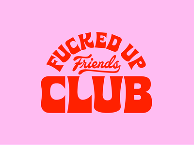 Friends Club badge funky type typography vector