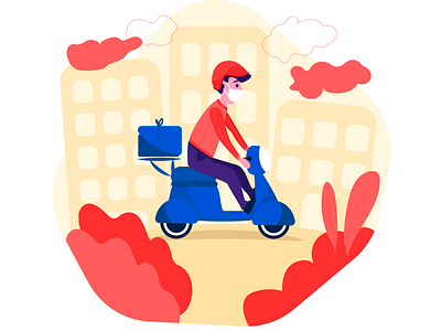 Quarantine Routine Series - Illustration - Delivery Service character design cuarentena delivery service digital art face mask happy healthy illustration illustrator ilustración lifestyle quarantine quedate en casa routine safety stay at home vector art wellness