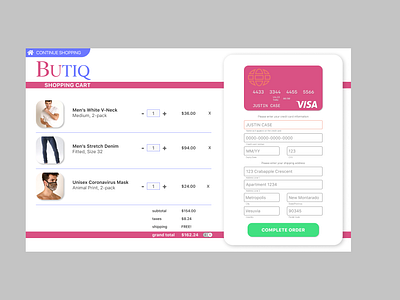 Daily UI Challenge #002: Credit Card Checkout Form or Page creditcardcheckout dailyui dailyuichallenge figma menswear